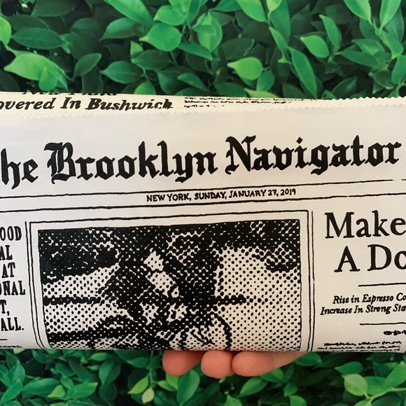 Kate Spade Glitzy Ritzy Newspaper Clutch Tyvek - Picture 3 of 8